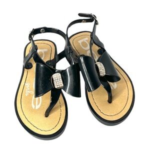 bebe Toddler Girls Vegan Sandals With Bow And‎ Rhinestones 9/10 Black